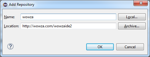 Add Wowza update site