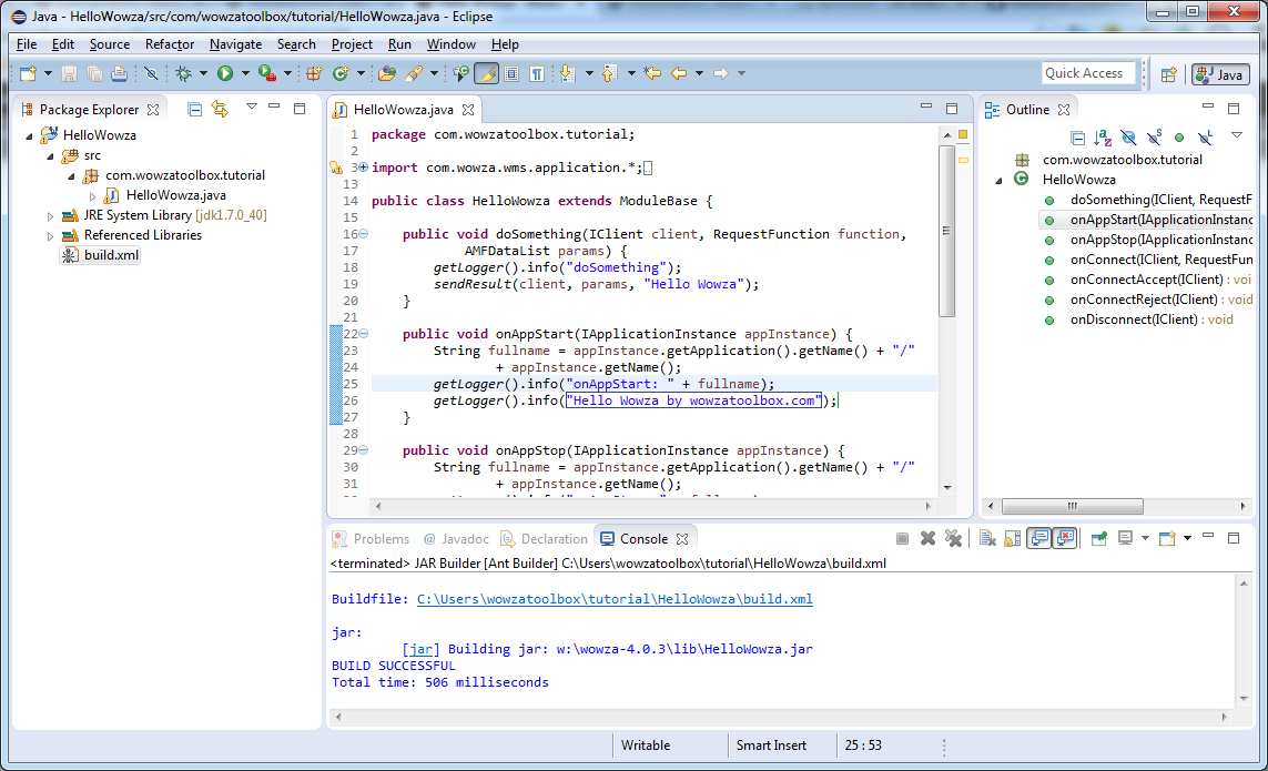 Wowza module build successful