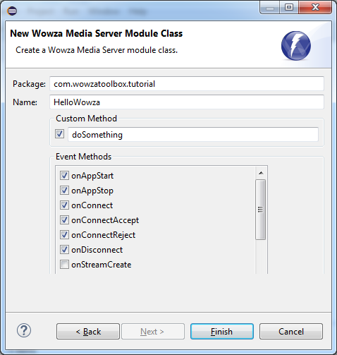 Wowza module class settings