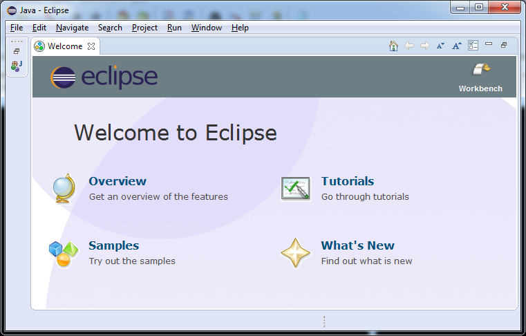 Eclipse Welcome Screen
