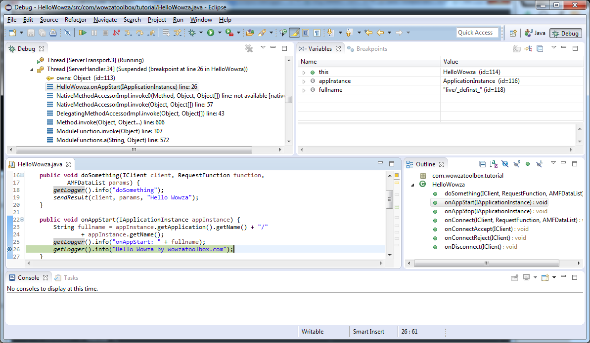 Debugging Wowza Module